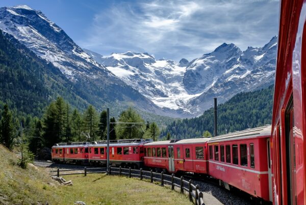 Train and mountains